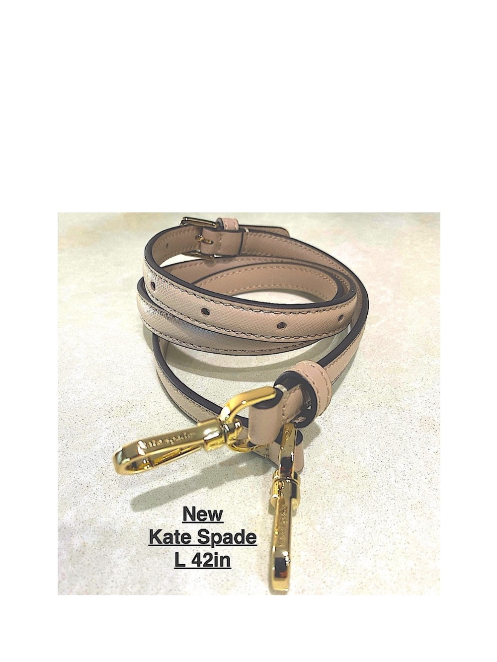 New Kate Spade Pink Leather purse replacement strap/light gold Hware adjustable